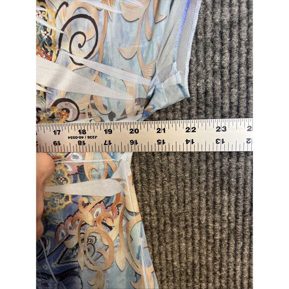 Unity Womens Boho Blouse Size XL Beaded Mesh Multi Color Artsy Short Sleeve - Picture 9 of 10